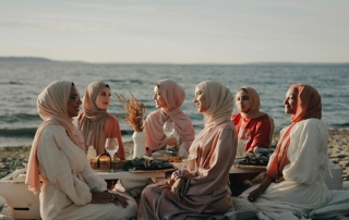 Muslim women at the beach