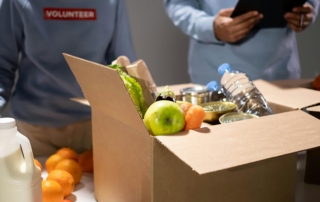 Box filled with groceries for charity