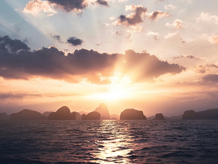 View of a sunrise at the ocean.