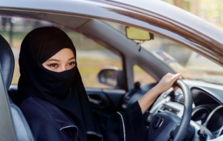 Muslim woman driving
